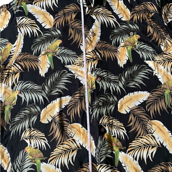 Roundtree & Yorke Mens Carribean/Hawaiian Yellow Canary Palm Leaf AOP Shirt 2X - Picture 4 of 6